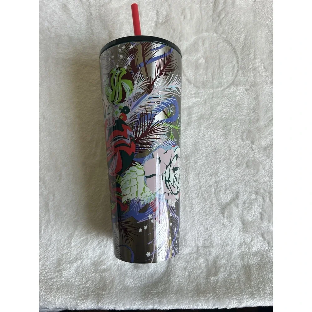 Starbucks Christmas 2023 Festive Stars Ornaments Stainless Steel Tumbler 24ozNWT